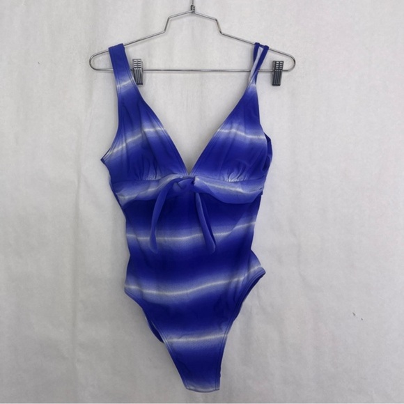 5/$25 Island Pearls Blue White Tie Dye Stripes One Piece Swimsuit large 12 - Picture 1 of 6